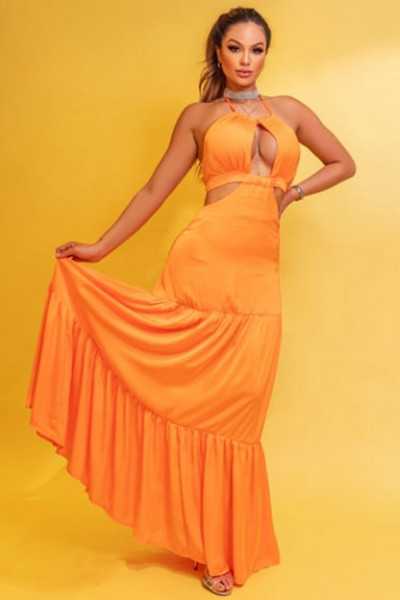 Orange Yasmin Chocolate Doce Dress