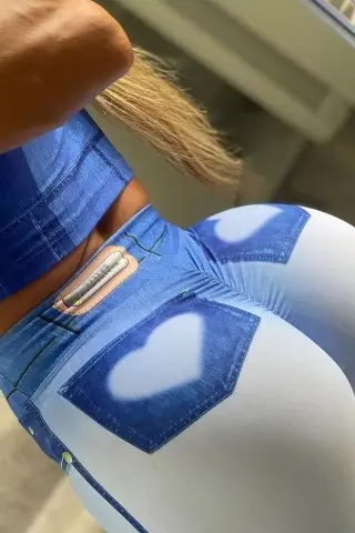 Legging Donna Shape Fake Jeans Romantic