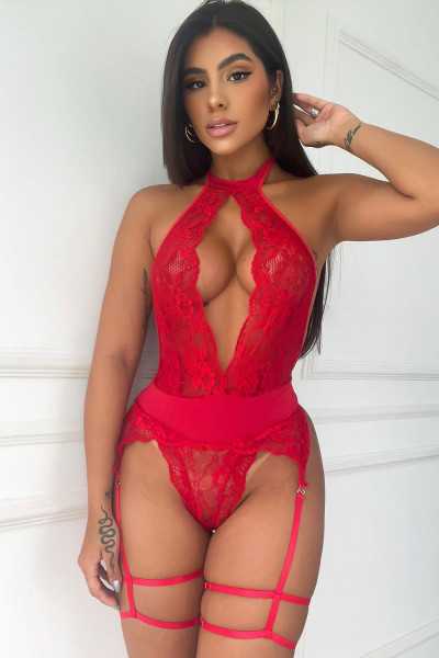 Red Lacy Bodysuit