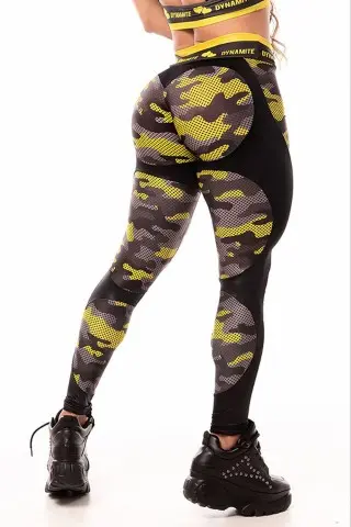 Legging Dynamite Apple Booty Camuflada Amarela Legging Dynamite Apple Booty Camuflada Amarela