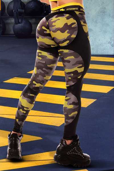 Yellow Camouflage Dynamite Apple Booty Leggings