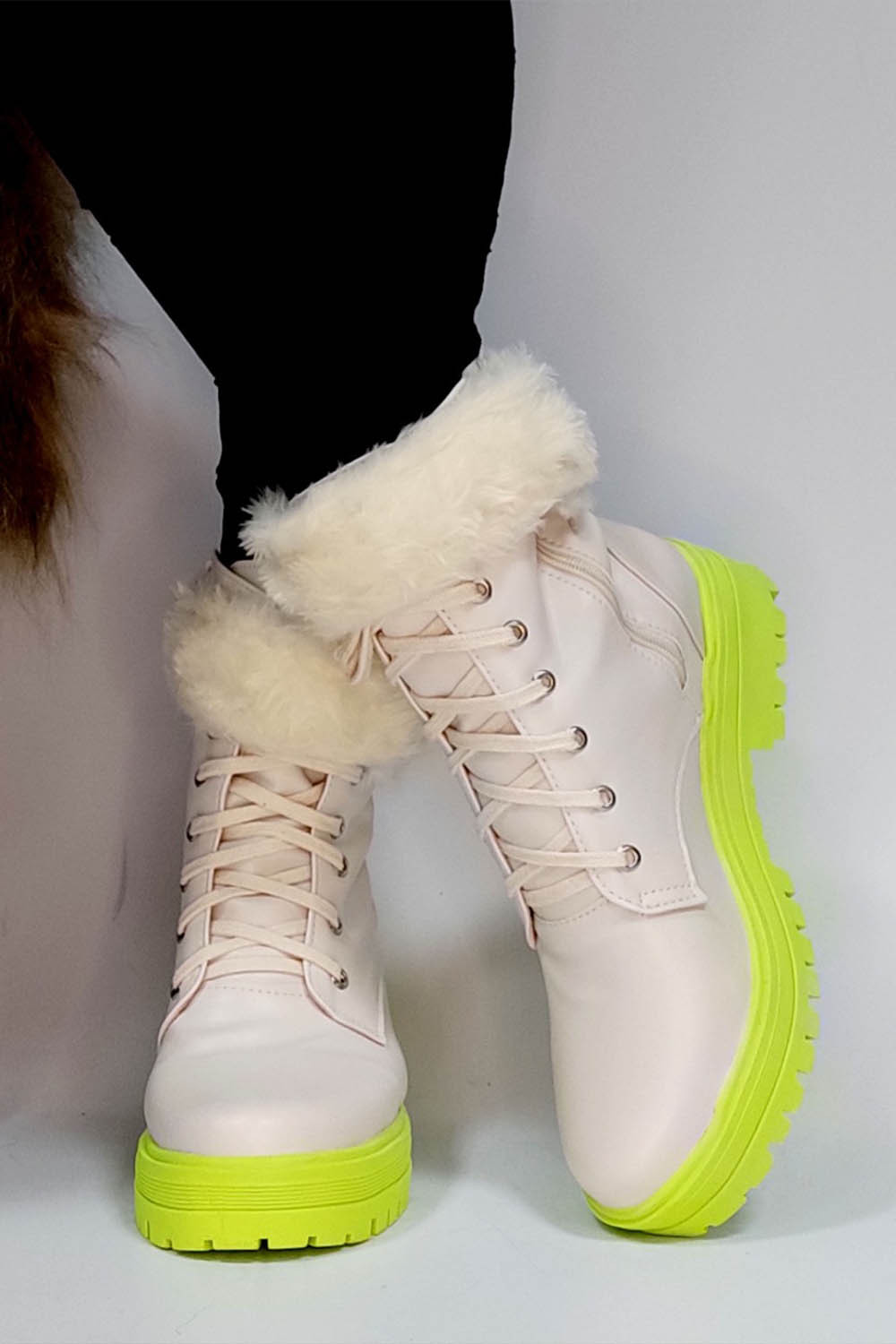 Neon Off-white furry boots