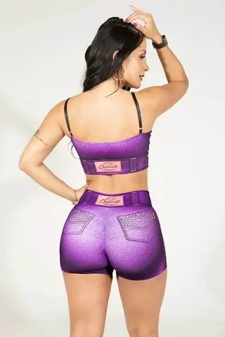 Shorts Dynamite Fake Jeans Orchid Roxo