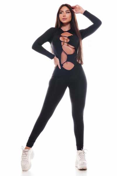 Long Sleeve Crossover Jumpsuit