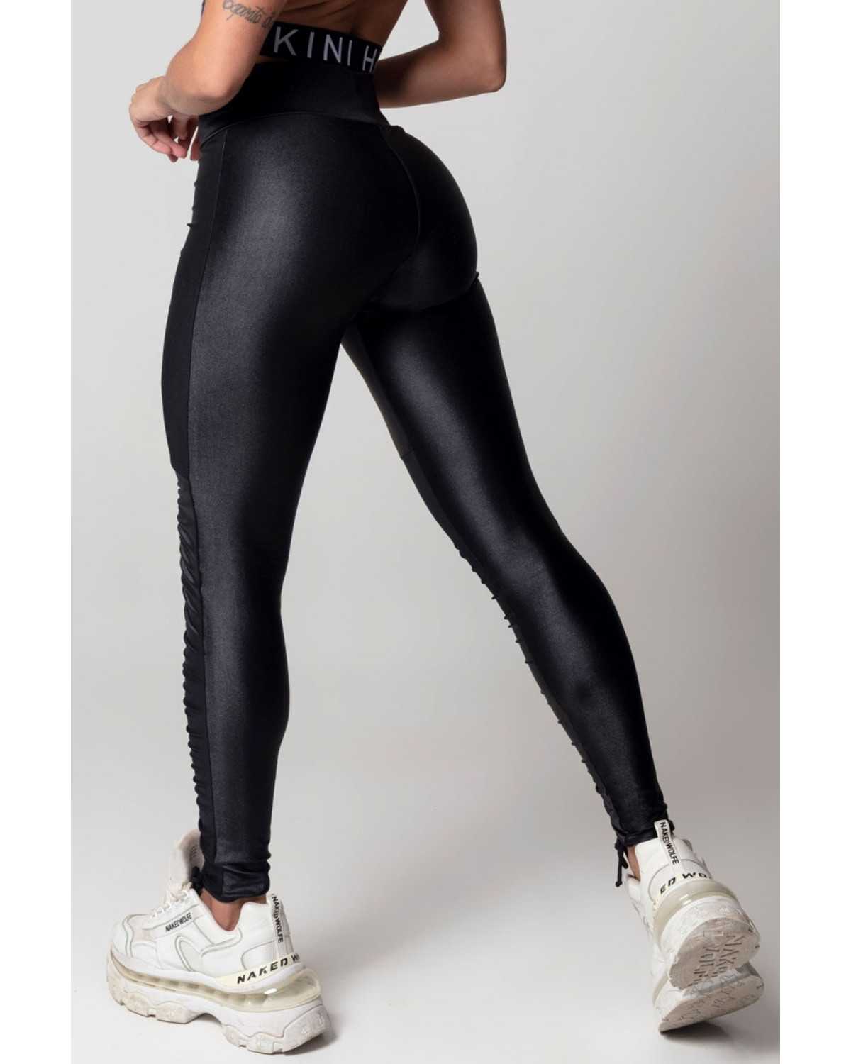 Black Sportswear Leggings With Silk