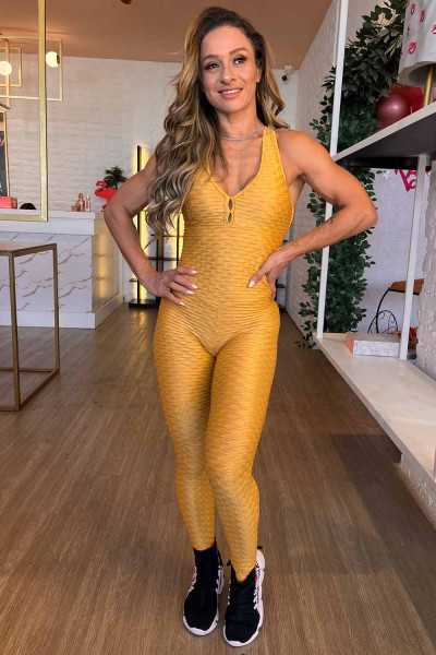 Yellow Fit Brocade Jumpsuit