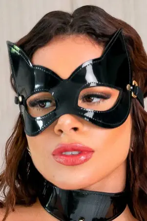 Leather Black Cat Mask