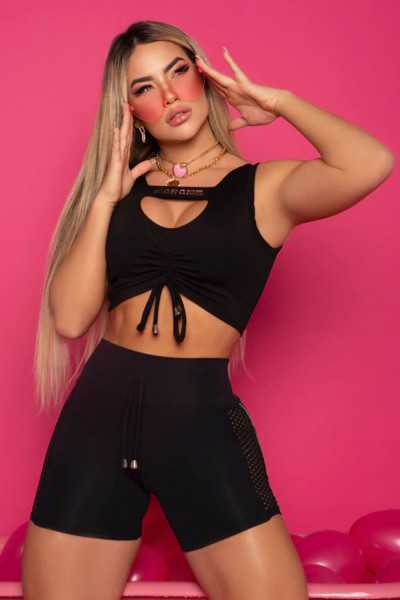 Black Beat Cropped Top