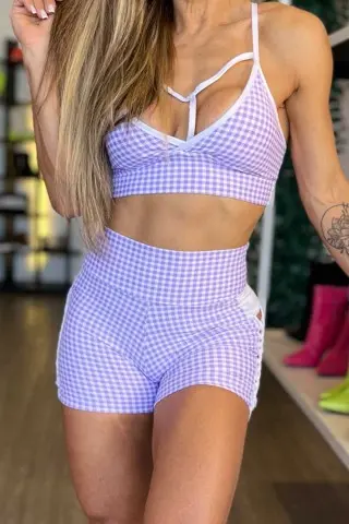 Conjunto Check Lilás c/e