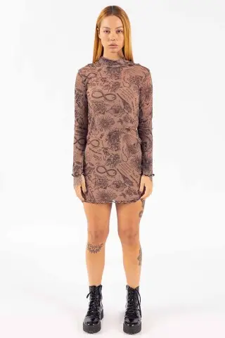 Vestido Tule Fullprint Soul In Bege