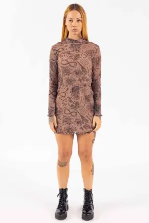 Vestido Tule Fullprint Soul In Bege