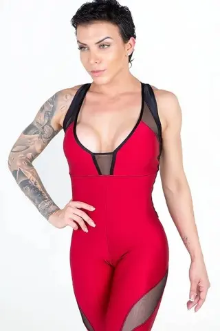 Macacão Mahogany Preto Vermelho Tule Macacão Mahogany Preto Vermelho Tule