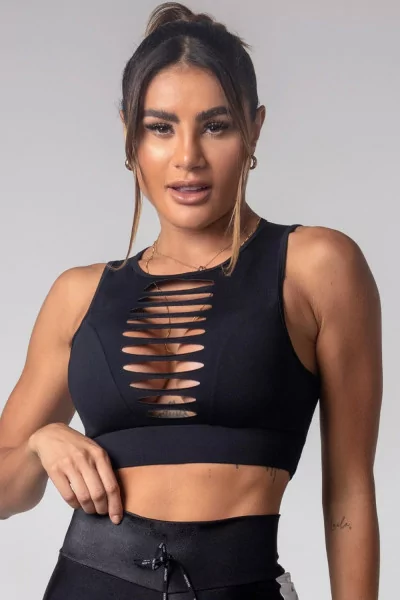 Top Gym Girl Black With Laser