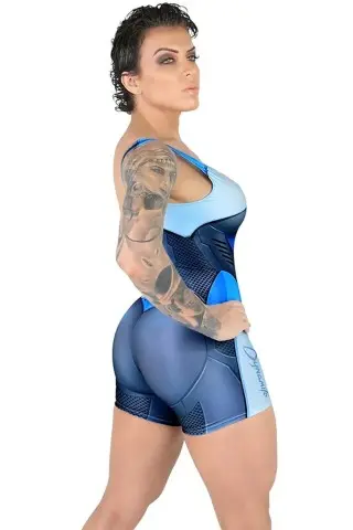 Holo Blue Dynamite Fitness Romper