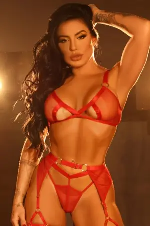 Conjunto Sensual De Tule Com Cinta Rubi