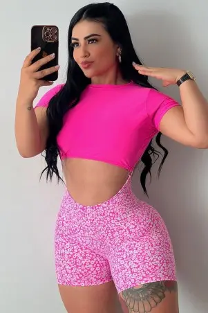 Pink Flora Audaces Romper W/U