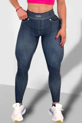 Legging Fake Jeans Barbie Escura Legging Fake Jeans Barbie Escura