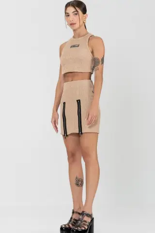 Cropped Labellamafia Canelado Bege Cropped Labellamafia Canelado Bege