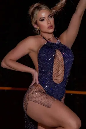 Vestido Strass Com Body Preto