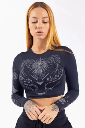 Cropped Manga Longa Soul Ink Preto