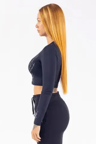 Cropped Manga Longa Soul Ink Preto Cropped Manga Longa Soul Ink Preto