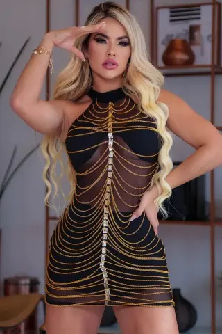 Vestido Gold Coat Preto