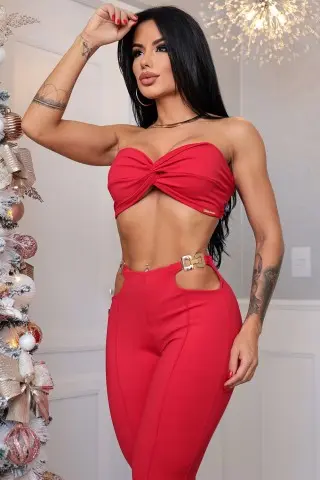 Conjunto Hook Top Vermelho Conjunto Hook Top Vermelho