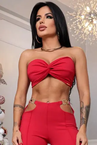 Conjunto Hook Top Vermelho Conjunto Hook Top Vermelho
