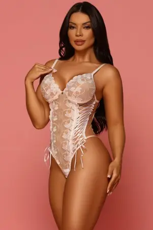 White Anastacia Tulle Bodysuit