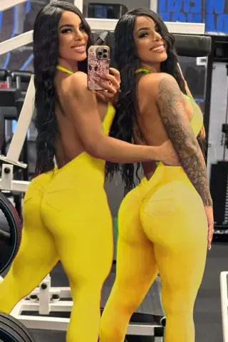 Yellow Plain Pump Up Jumpsuit