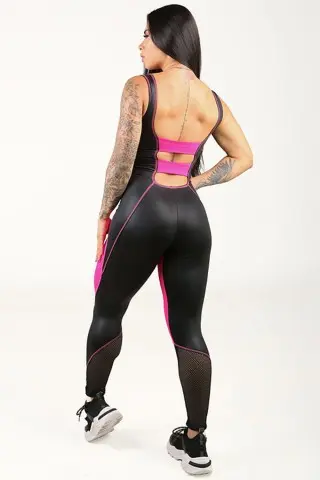 Macacão Fitness Maxi Rosa