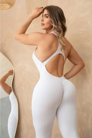 White Grip Zipper Jumpsuit White Grip Zipper Jumpsuit