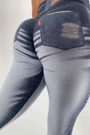 Legging Fake Jeans Donna Shape Stained