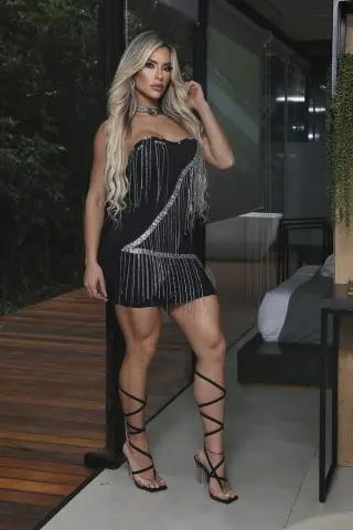 Vestido Franjas Preto