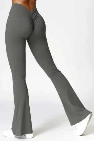 Grey Push Up V Flare Leggings w/u