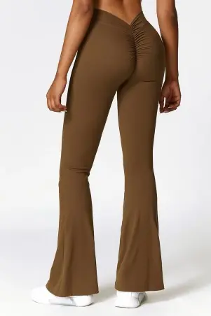 Brown Push Up V Flare Leggings w/u