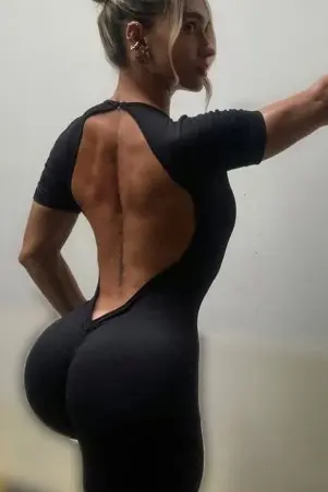 Ribbed Open Back Jumpsuit