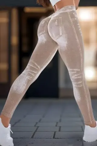 Legging Fake Jeans Skinny Shape Caramel Legging Fake Jeans Skinny Shape Caramel
