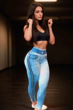 Fake Jeans Blue Zíper Up Donna Shape Legging