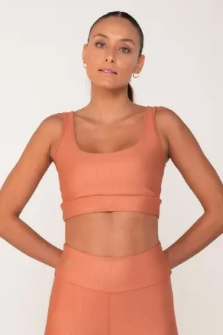 Coral Striped 3D Top