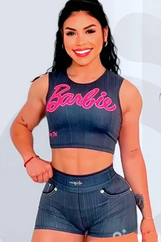 Shorts Fake Jeans Barbie Blue Donna Shape W/U