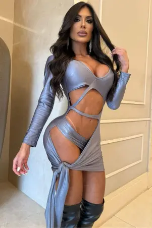 Vestido Feline Power Cinza