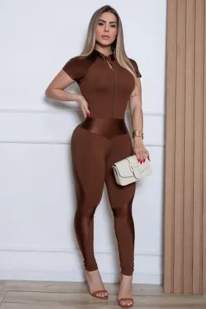 Macacão Cat Eye Donna Shape Marrom S/E
