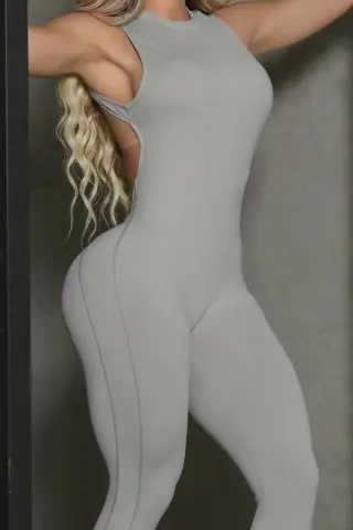 Grey BodyWave Jumpsuit W/U