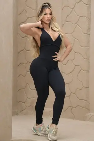 Macacão Ribbed Chic Black C/E