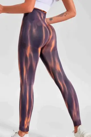 Bicolor Orange Print Leggings