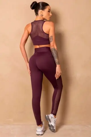 Legging Fitness Breezy Roxo Com Bolsos Legging Fitness Breezy Roxo Com Bolsos