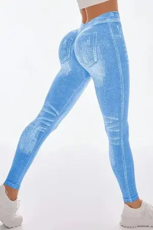 Legging Fake Jeans Skinny Shape Blue W/U