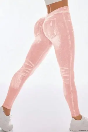 Legging Fake Jeans Skinny Shape Pink W/U