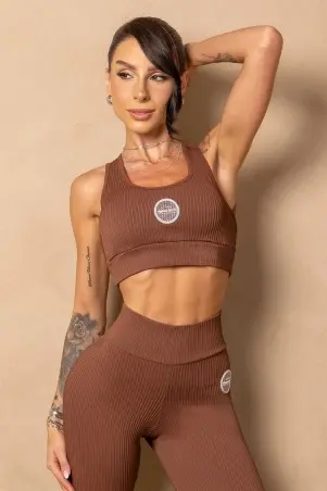 Time For Me Brown Cross Strap Top